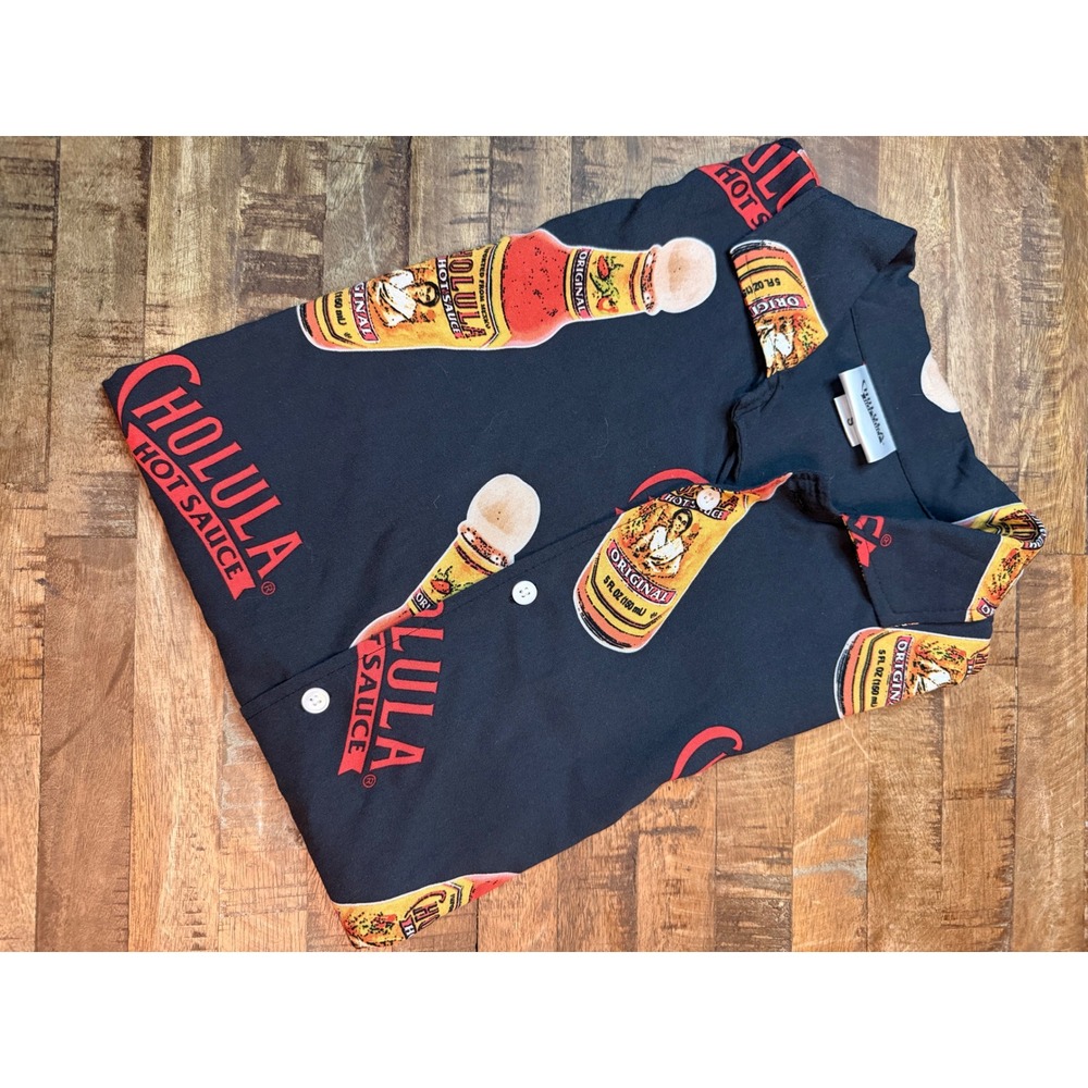 Ripple Junction Cholula Hot Sauce Black Button Up Shirt Mens Small New